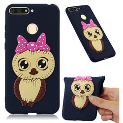 Bowknot Girl Owl Soft 3D Silicone Case for Huawei Y6 (2018) - Navy