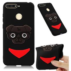 Glasses Dog Soft 3D Silicone Case for Huawei Y6 (2018) - Black