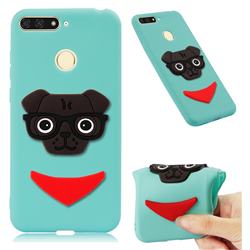 Glasses Dog Soft 3D Silicone Case for Huawei Y6 (2018) - Sky Blue