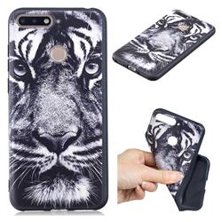 White Tiger 3D Embossed Relief Black TPU Cell Phone Back Cover for Huawei Y6 (2018)