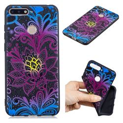 Colorful Lace 3D Embossed Relief Black TPU Cell Phone Back Cover for Huawei Y6 (2018)