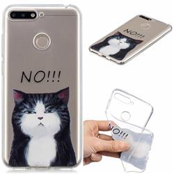 Cat Say No Clear Varnish Soft Phone Back Cover for Huawei Y6 (2018)