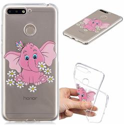 Tiny Pink Elephant Clear Varnish Soft Phone Back Cover for Huawei Y6 (2018)