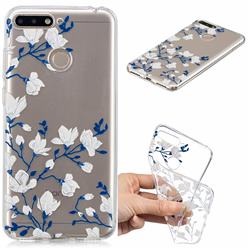 Magnolia Flower Clear Varnish Soft Phone Back Cover for Huawei Y6 (2018)