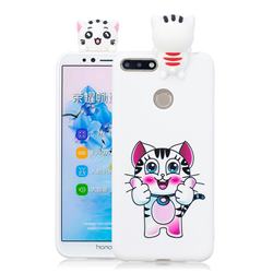 Cute Pink Kitten Soft 3D Climbing Doll Soft Case for Huawei Y6 (2018)