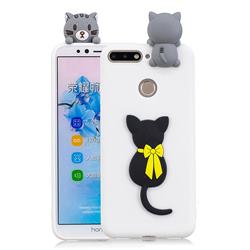 Little Black Cat Soft 3D Climbing Doll Soft Case for Huawei Y6 (2018)
