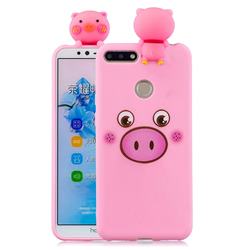 Small Pink Pig Soft 3D Climbing Doll Soft Case for Huawei Y6 (2018)