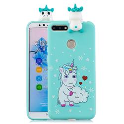 Heart Unicorn Soft 3D Climbing Doll Soft Case for Huawei Y6 (2018)