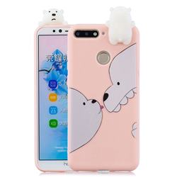 Big White Bear Soft 3D Climbing Doll Soft Case for Huawei Y6 (2018)
