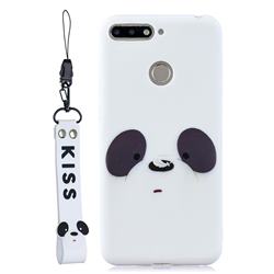White Feather Panda Soft Kiss Candy Hand Strap Silicone Case for Huawei Y6 (2018)