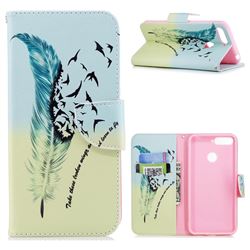 Feather Bird Leather Wallet Case for Huawei Y6 (2018)