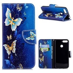 Golden Butterflies Leather Wallet Case for Huawei Y6 (2018)