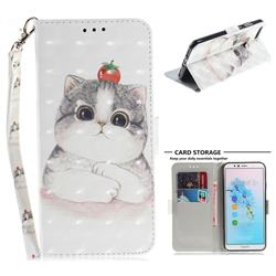 Cute Tomato Cat 3D Painted Leather Wallet Phone Case for Huawei Y6 (2018)