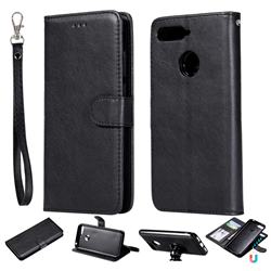 Retro Greek Detachable Magnetic PU Leather Wallet Phone Case for Huawei Y6 (2018) - Black