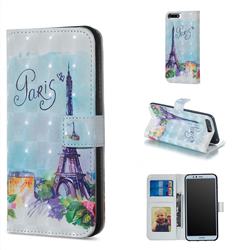 Paris Tower 3D Painted Leather Phone Wallet Case for Huawei Y6 (2018)