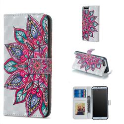 Mandara Flower 3D Painted Leather Phone Wallet Case for Huawei Y6 (2018)