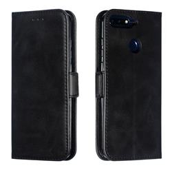 Retro Classic Calf Pattern Leather Wallet Phone Case for Huawei Y6 (2018) - Black