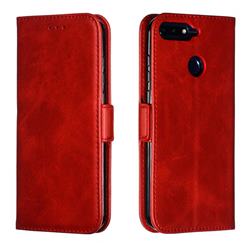 Retro Classic Calf Pattern Leather Wallet Phone Case for Huawei Y6 (2018) - Red