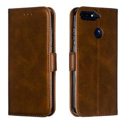 Retro Classic Calf Pattern Leather Wallet Phone Case for Huawei Y6 (2018) - Brown