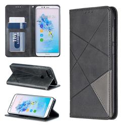 Prismatic Slim Magnetic Sucking Stitching Wallet Flip Cover for Huawei Y6 (2018) - Black