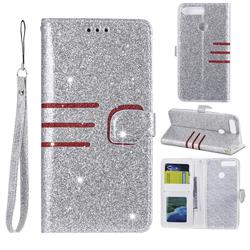 Retro Stitching Glitter Leather Wallet Phone Case for Huawei Y6 (2018) - Silver