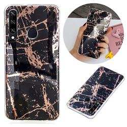 Black Galvanized Rose Gold Marble Phone Back Cover for Huawei Y6p