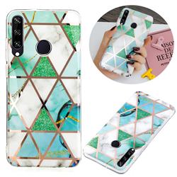 Green White Galvanized Rose Gold Marble Phone Back Cover for Huawei Y6p
