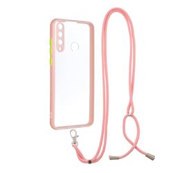 Necklace Cross-body Lanyard Strap Cord Phone Case Cover for Huawei Y6p - Pink