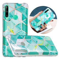 Green Glitter Painted Marble Electroplating Protective Case for Huawei Y6p