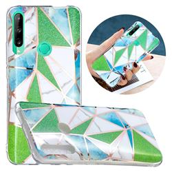 Green Triangle Painted Marble Electroplating Protective Case for Huawei Y6p