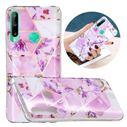 Purple Flower Painted Marble Electroplating Protective Case for Huawei Y6p
