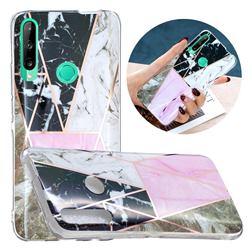 Pink and Black Painted Marble Electroplating Protective Case for Huawei Y6p