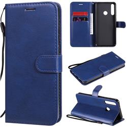 Retro Greek Classic Smooth PU Leather Wallet Phone Case for Huawei Y6p - Blue