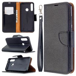 Classic Luxury Litchi Leather Phone Wallet Case for Huawei Y6p - Black