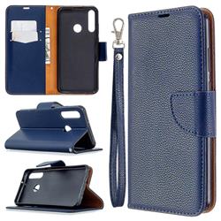 Classic Luxury Litchi Leather Phone Wallet Case for Huawei Y6p - Blue