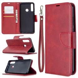 Classic Sheepskin PU Leather Phone Wallet Case for Huawei Y6p - Red