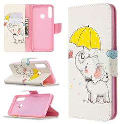 Umbrella Elephant Leather Wallet Case for Huawei Y6p