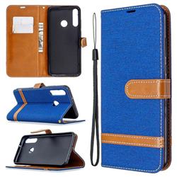 Jeans Cowboy Denim Leather Wallet Case for Huawei Y6p - Sapphire