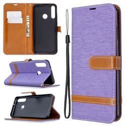 Jeans Cowboy Denim Leather Wallet Case for Huawei Y6p - Purple