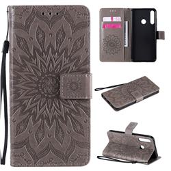 Embossing Sunflower Leather Wallet Case for Huawei Y6p - Gray