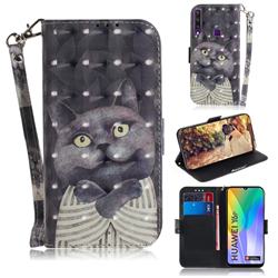 Cat Embrace 3D Painted Leather Wallet Phone Case for Huawei Y6p