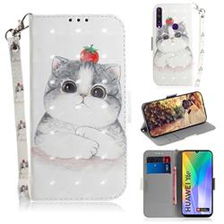 Cute Tomato Cat 3D Painted Leather Wallet Phone Case for Huawei Y6p