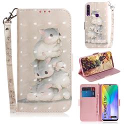 Three Squirrels 3D Painted Leather Wallet Phone Case for Huawei Y6p