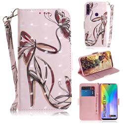 Butterfly High Heels 3D Painted Leather Wallet Phone Case for Huawei Y6p