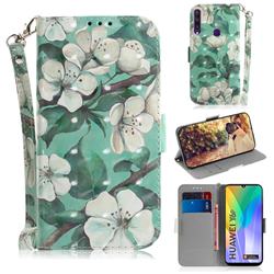 Watercolor Flower 3D Painted Leather Wallet Phone Case for Huawei Y6p
