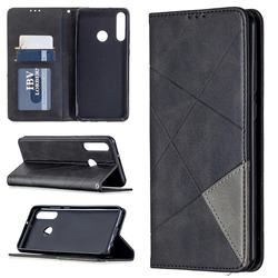 Prismatic Slim Magnetic Sucking Stitching Wallet Flip Cover for Huawei Y6p - Black