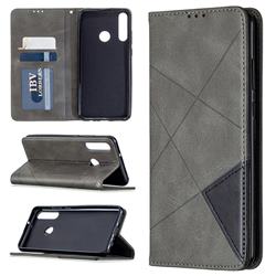 Prismatic Slim Magnetic Sucking Stitching Wallet Flip Cover for Huawei Y6p - Gray
