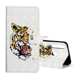 Toothed Tiger 3D Painted Leather Phone Wallet Case for Huawei Y6p