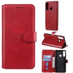 Retro Calf Matte Leather Wallet Phone Case for Huawei Y6p - Red