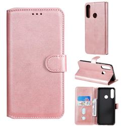Retro Calf Matte Leather Wallet Phone Case for Huawei Y6p - Pink